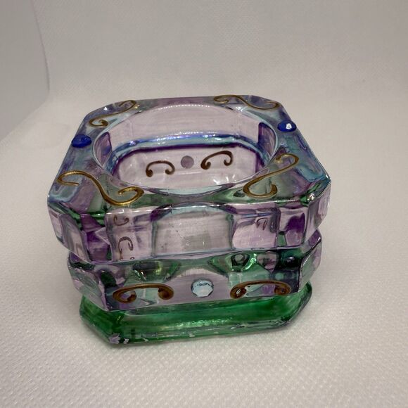 PARTYLITE  KIWI STRAWBERRY Votive Candles, BOX OF 6 & Mardi Gras Jeweled Holder - Picture 4 of 5